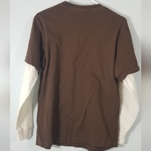 John Deere Long Sleeve Layered Tee. Boys Size 18 XL. Brown with Signature Emblem - Picture 3 of 4